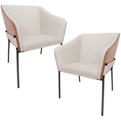 Kit 2 Cadeiras Para Sala de Jantar Estar Living Olívia L02 Linho Cru Couríssimo Camel - Lyam Decor