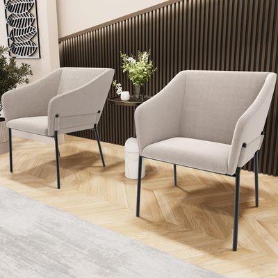 Kit 4 Cadeiras Para Sala de Jantar Estar Living Olívia L02 Bouclê Creme - Lyam Decor