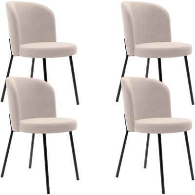 Kit 4 Cadeiras Sala de Jantar Estofada Gavi L02 Suede Bege - Lyam Decor