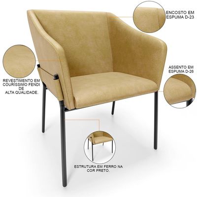 Kit 2 Cadeiras Para Sala de Jantar Estar Living Olívia L02 Couríssimo Fendi - Lyam Decor