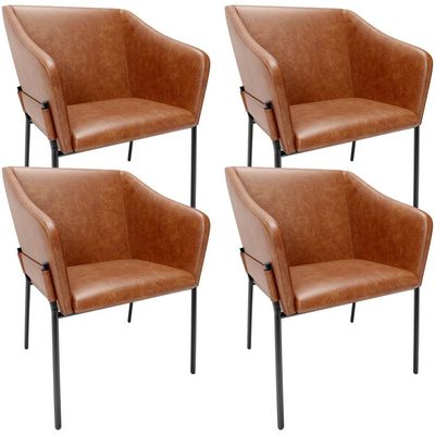 Kit 4 Cadeiras Para Sala de Jantar Estar Living Olívia L02 Couríssimo Camel - Lyam Decor