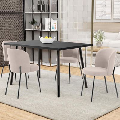 Cadeira Para Sala de Jantar Cozinha Estofada Gavi L02 Suede Bege - Lyam Decor