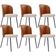 Kit 6 Cadeiras Sala de Jantar Estofada Gavi L02 Couríssimo Camel Linho Cru - Lyam Decor