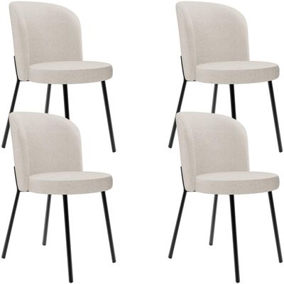 Kit 4 Cadeiras Sala de Jantar Estofada Gavi L02 Linho Cru - Lyam Decor