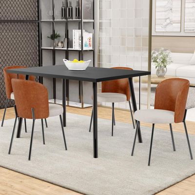 Kit 6 Cadeiras Sala de Jantar Estofada Gavi L02 Couríssimo Camel Linho Cru - Lyam Decor