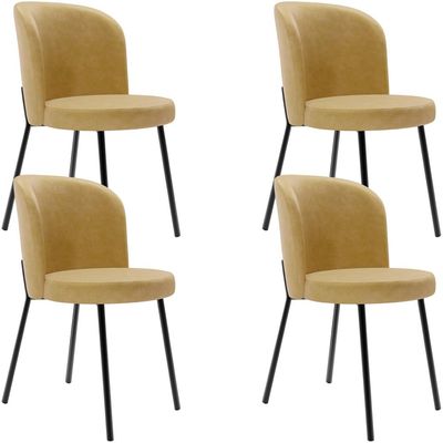 Kit 4 Cadeiras Sala de Jantar Estofada Gavi L02 Couríssimo Fendi - Lyam Decor