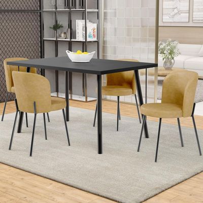 Kit 4 Cadeiras Sala de Jantar Estofada Gavi L02 Couríssimo Fendi - Lyam Decor