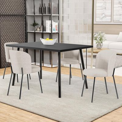 Kit 5 Cadeiras Sala de Jantar Estofada Gavi L02 Linho Cru - Lyam Decor