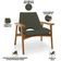 Poltrona Decorativa Para Sala de Estar Living Base Madeira Becker L02 Linho Verde Musgo - Lyam Decor