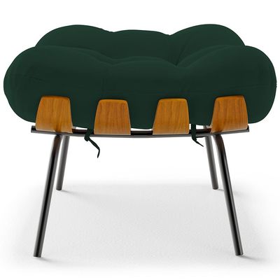 Puff Decorativo Sala de Estar Costela L02 Suede Verde Musgo - Lyam Decor