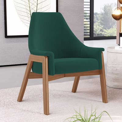 Poltrona Decorativa Para Sala de Estar Sakura L02 Bouclê Verde - Lyam Decor