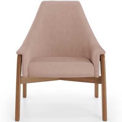Poltrona Decorativa Para Sala de Estar Sakura L02 Linho Rosê - Lyam Decor