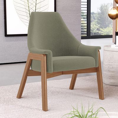Poltrona Decorativa Para Sala de Estar Sakura L02 Bouclê Oliva - Lyam Decor