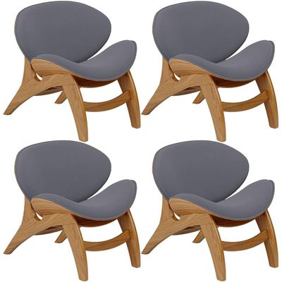 Kit 4 Poltronas Decorativa Orgânica Sala Living Kadosh L02 Suede Cinza - Lyam Decor