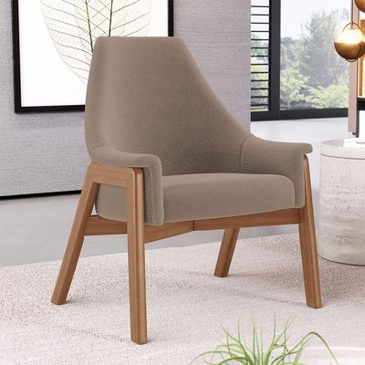 Poltrona Decorativa Para Sala de Estar Sakura L02 Bouclê Bege - Lyam Decor