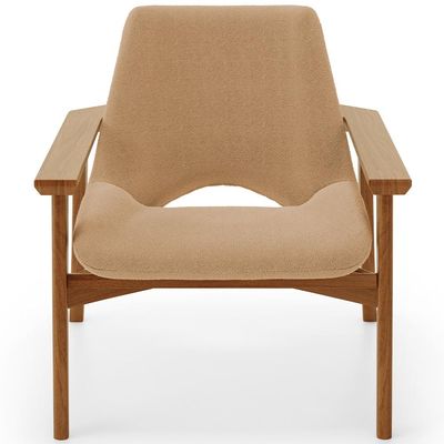 Poltrona Decorativa Para Sala de Estar Living Base Madeira Becker L02 Bouclê Mostarda - Lyam Decor