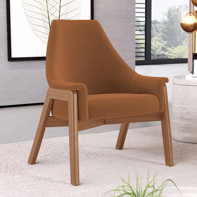 Poltrona Decorativa Para Sala de Estar Sakura L02 Bouclê Terracota - Lyam Decor