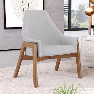 Poltrona Decorativa Para Sala de Estar Sakura L02 Linho Cinza - Lyam Decor