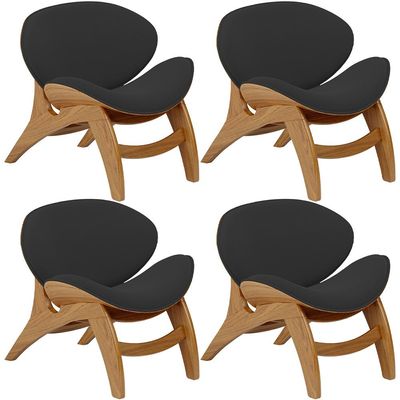 Kit 4 Poltronas Decorativa Orgânica Sala Living Kadosh L02 Suede Preto - Lyam Decor