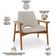 Poltrona Decorativa Para Sala de Estar Living Base Madeira Becker L02 Linho Bege - Lyam Decor