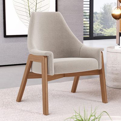Poltrona Decorativa Para Sala de Estar Sakura L02 Bouclê Creme - Lyam Decor