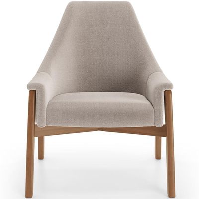 Poltrona Decorativa Para Sala de Estar Sakura L02 Bouclê Creme - Lyam Decor