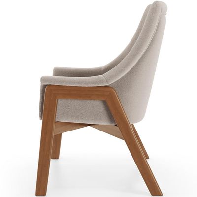 Poltrona Decorativa Para Sala de Estar Sakura L02 Bouclê Creme - Lyam Decor