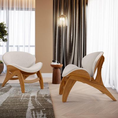 Kit 4 Poltronas Decorativa Orgânica Sala Living Kadosh L02 Linho Cru - Lyam Decor