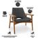 Poltrona Decorativa Para Sala de Estar Living Base Madeira Becker L02 Linho Cinza Escuro - Lyam Decor