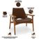 Poltrona Decorativa Para Sala de Estar Living Base Madeira Becker L02 Couríssimo Marrom - Lyam Decor