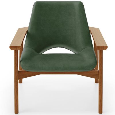 Poltrona Decorativa Para Sala de Estar Living Base Madeira Becker L02 Couríssimo Verde Musgo - Lyam Decor