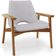 Poltrona Decorativa Para Sala de Estar Living Base Madeira Becker L02 Linho Cinza - Lyam Decor