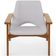 Poltrona Decorativa Para Sala de Estar Living Base Madeira Becker L02 Linho Cinza - Lyam Decor