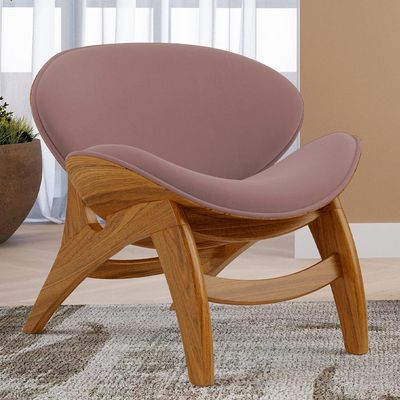 Poltrona Decorativa Orgânica Sala Living Kadosh L02 Suede Rosê - Lyam Decor