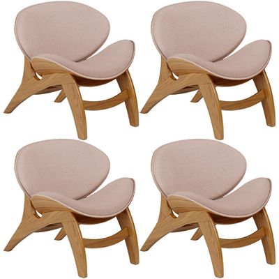 Kit 4 Poltronas Decorativa Orgânica Sala Living Kadosh L02 Linho Rosê - Lyam Decor