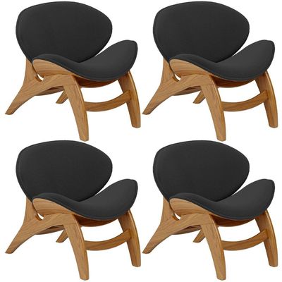 Kit 4 Poltronas Decorativa Orgânica Sala Living Kadosh L02 Bouclê Preto - Lyam Decor