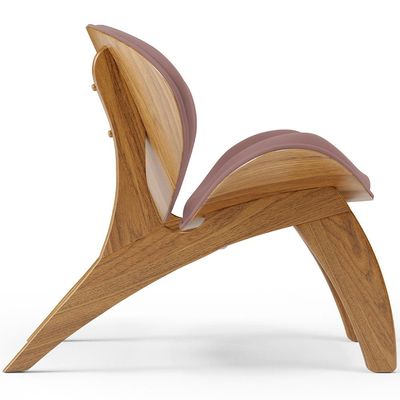 Kit 4 Poltronas Decorativa Orgânica Sala Living Kadosh L02 Suede Rosê - Lyam Decor