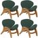 Kit 4 Poltronas Decorativa Orgânica Sala Living Kadosh L02 Suede Verde Musgo - Lyam Decor
