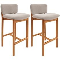 Kit 02 Banquetas Alta Para Cozinha Sala de Jantar Bar Dara L02 Bouclê Creme - Lyam Decor