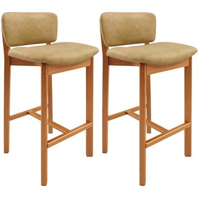 Kit 02 Banquetas Alta Para Cozinha Sala de Jantar Bar Dara L02 Couríssimo Fendi - Lyam Decor
