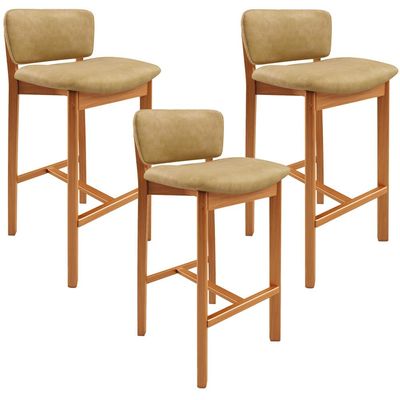 Kit 03 Banquetas Alta Para Cozinha Sala de Jantar Bar Dara L02 Couríssimo Fendi - Lyam Decor