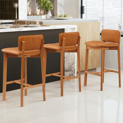 Kit 02 Banquetas Alta Para Cozinha Sala de Jantar Bar Dara L02 Couríssimo Canela - Lyam Decor
