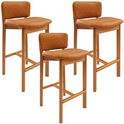 Kit 03 Banquetas Alta Para Cozinha Sala de Jantar Bar Dara L02 Couríssimo Canela - Lyam Decor