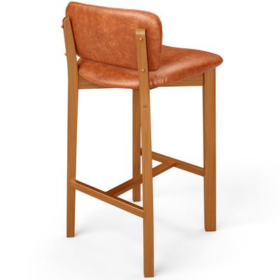 Banqueta Alta Para Cozinha Sala de Jantar Bar Dara L02 Couríssimo Camel - Lyam Decor