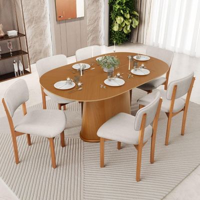 Kit 03 Cadeiras Para Sala de Jantar Cozinha Living Estofada Dara L02 Linho Cru - Lyam Decor