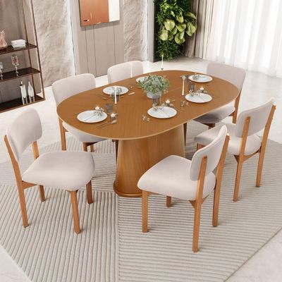 Kit 04 Cadeiras Para Sala de Jantar Cozinha Living Estofada Dara L02 Suede Bege - Lyam Decor