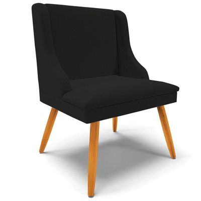 Cadeira Decorativa Sala de Jantar Pés Palito de Madeira Firenze Linho Preto/Natural G19 - Gran Belo