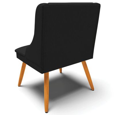 Cadeira Decorativa Sala de Jantar Pés Palito de Madeira Firenze Linho Preto/Natural G19 - Gran Belo