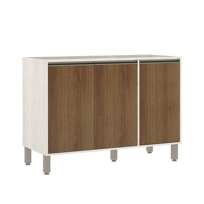 Balcão De Pia Sem Tampo Para Cozinha 120cm 3 Portas De Abrir Pátina Ff/avelã Ff