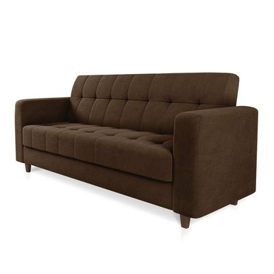 Sofá 03 Lugares Arezzo Suede Pés Chanfrado Tabaco - D'rossi Cor Marrom